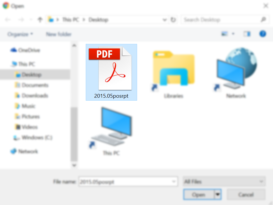 Selected PDF document in Explorer dialog