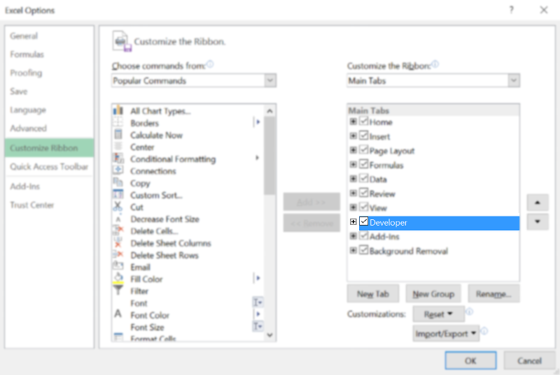 how to activate developer tab in word 2010