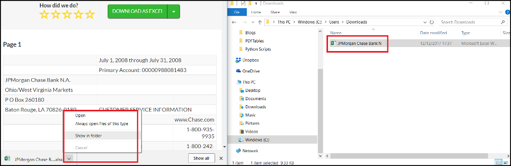 Show download in Windows Explorer