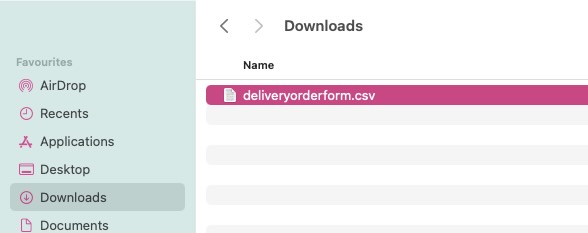 A list of downloads showing the CSV downloaded from the PDFTables.com site.