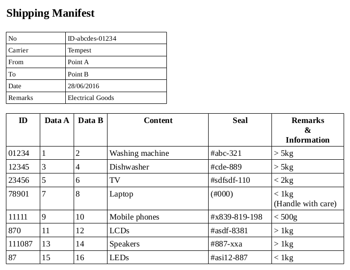 shipping manifest template excel