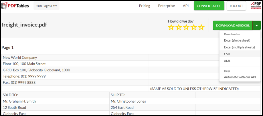 Convert Pdf To Csv Online Pdftables