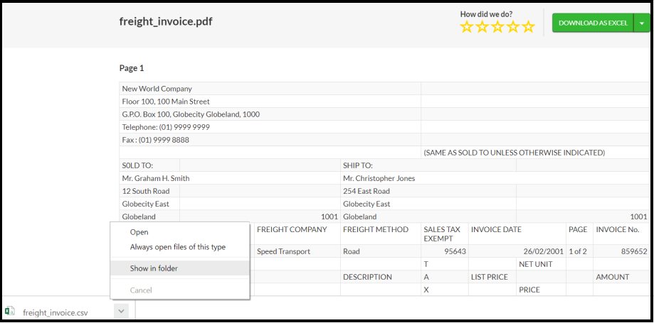 pdf to csv file