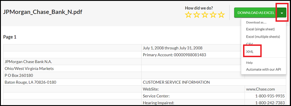 Download as Excel