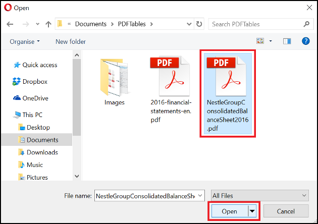 Select a PDF to convert in Windows Explorer