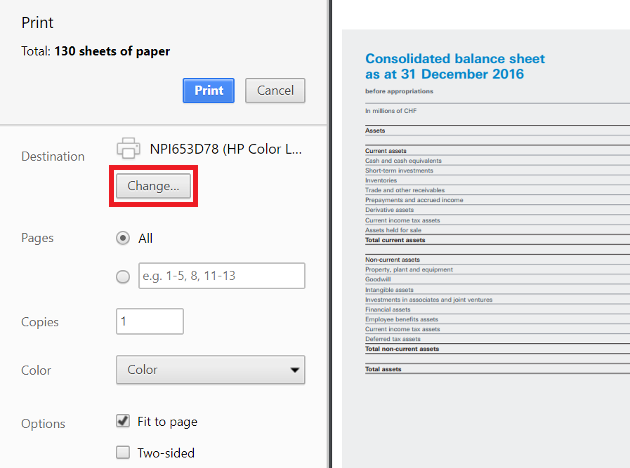 How to change the printer settings in Google Chrome