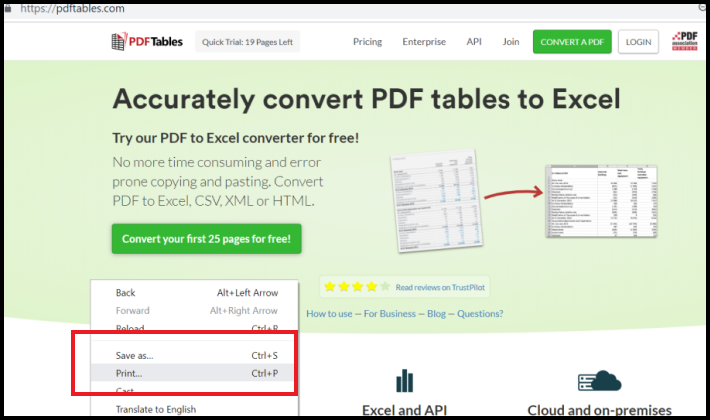 How to save a webpage as a PDF - right click print