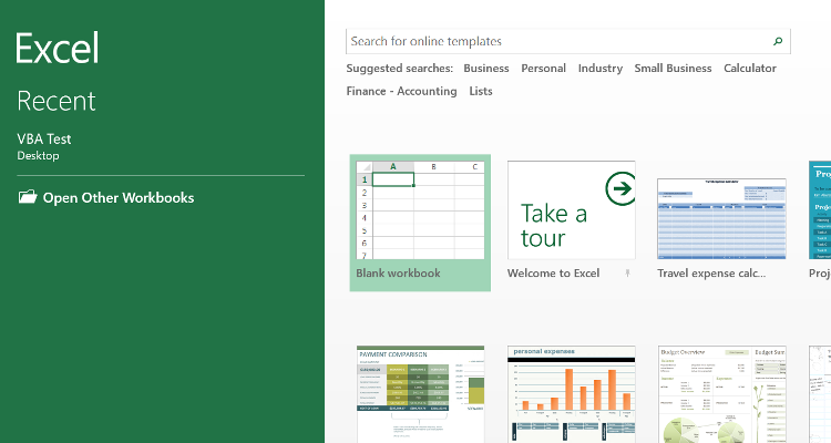 Creating a blank workbook in Excel